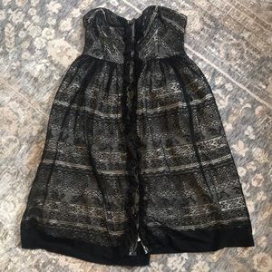 Strapless Black & Cream Lace Dress